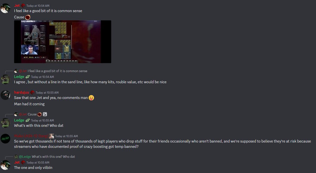 ViibiinTV's tweet photo. These were sent to me from a couple of different people from the SHERPA discord, but I am glad that @bstategames will talk about it nonstop in private discords but not say anything to the community. Notice apple says he can drop 10 altyns and be fine? That's kinda weird :) https://t.co/vJvTcPmxnB
