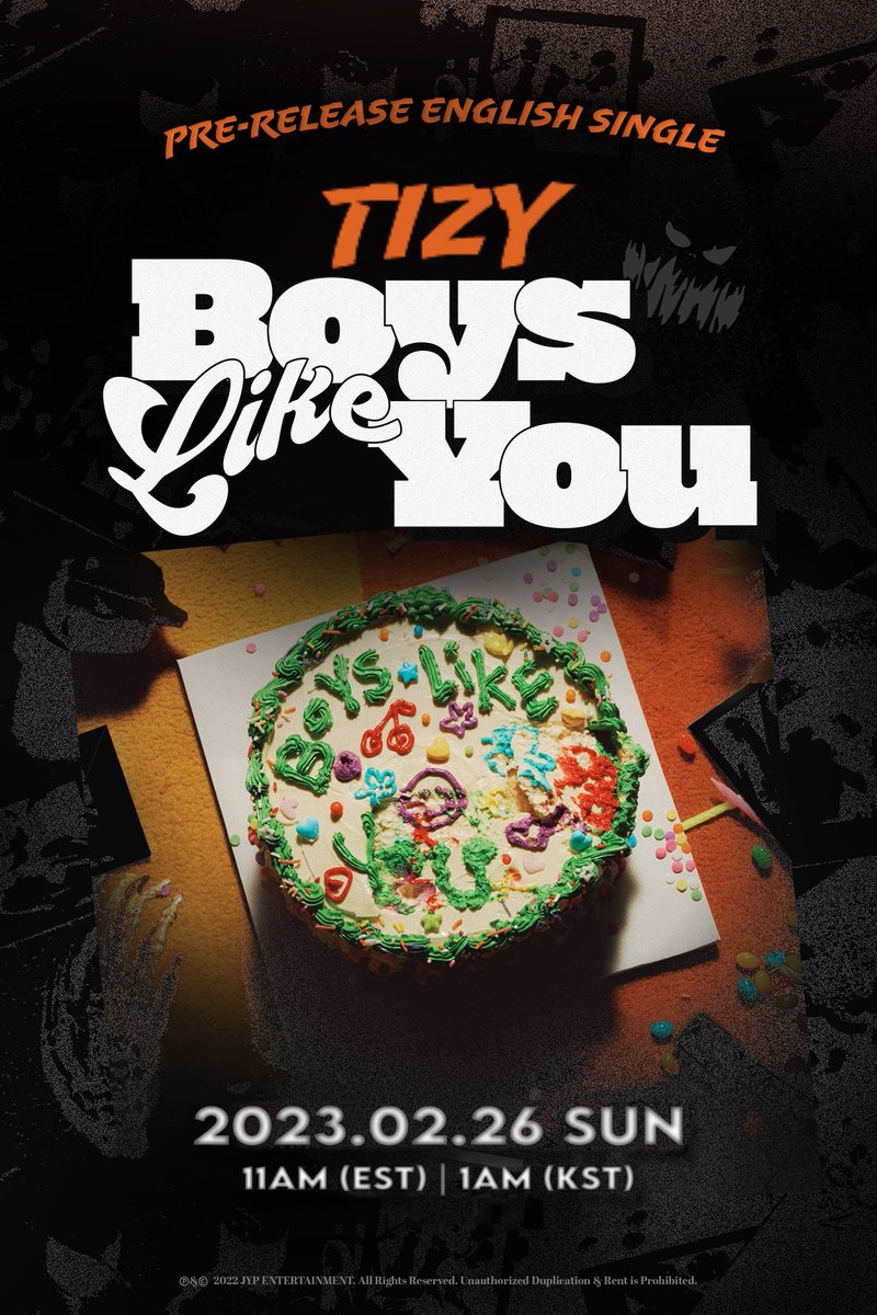 TIZYallinus's tweet photo. TIZY Pre-Release English Single “Boys Like You”

⏰ 2023.02.26 SUN 11AM (EST)│1AM (KST)
⏰ https://t.co/PFR4O1Zk8u

#ITZY #MIDZY 
#TIZY #MITZY

#ITZY_BoysLikeYou https://t.co/dmGm2ZkhkM