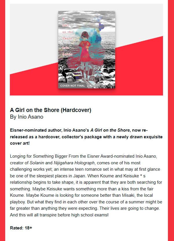 TheOASG on Twitter: "Kodansha has announced the following 4 manga will - A Girl On The Shore Collector's Edition
