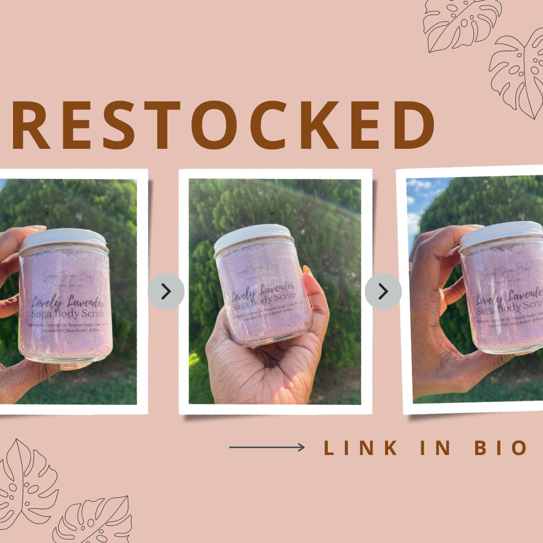 1sweetsugababy's tweet photo. You spoke and we listened! We restocked your fav Suga Scrub Lovely Lavender Suga Body Scrub! Get your hands on them before they are sold out! 

https://t.co/JmnAiwvkQ0 https://t.co/WxIs7MIelr