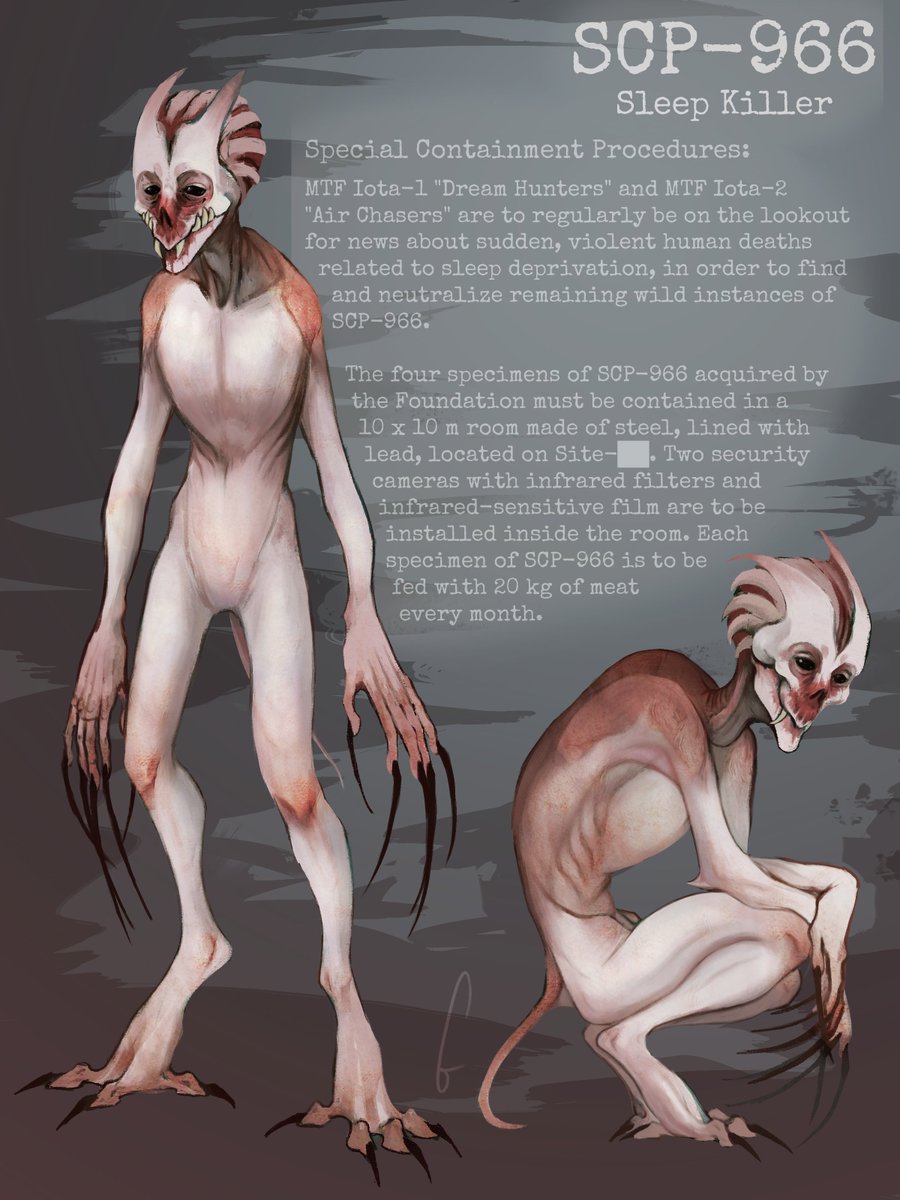 SCP - Containment Breach on X: SCP-966: Final concept art approved. Its  sleek, hairless body and piercing black eyes will haunt your nightmares.  Beware its ability to disorient and drain victims of