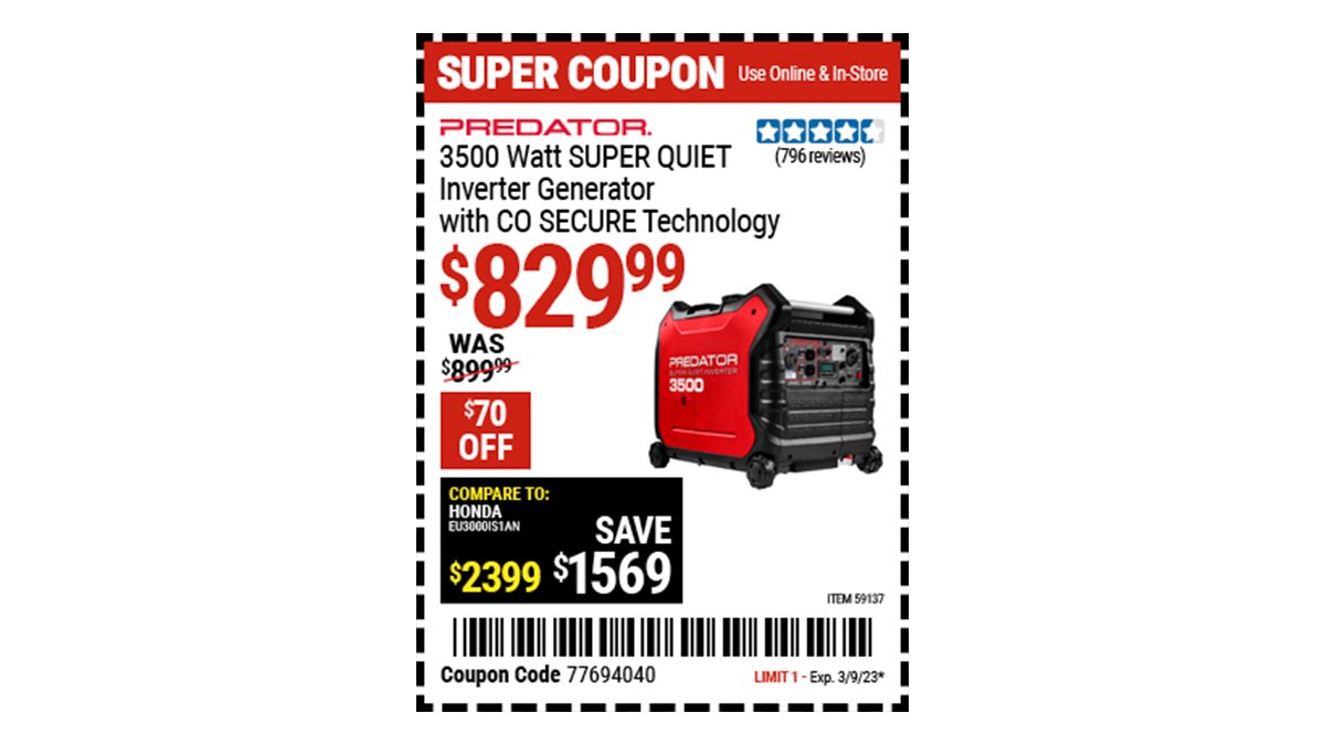 Harbor Freight on Twitter "Buy the PREDATOR 3500 Watt Super Quiet