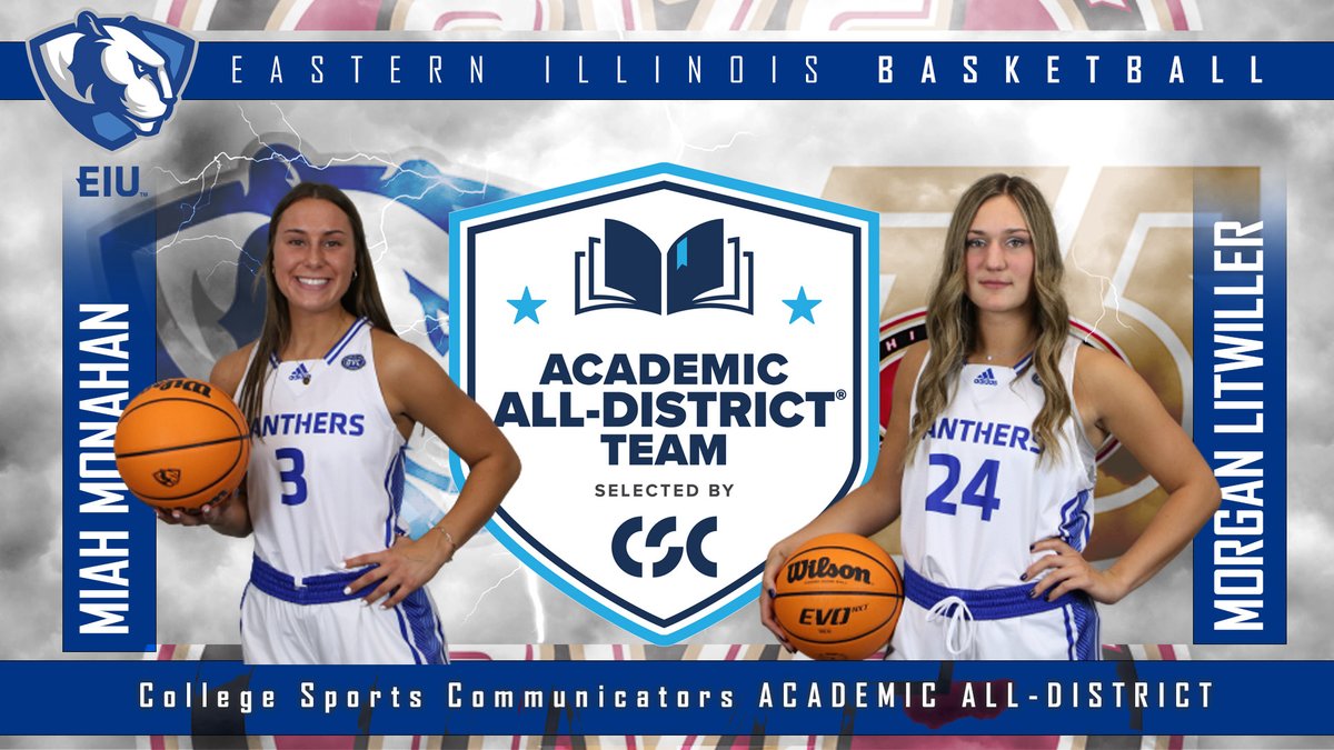Eastern Illinois Athletics (@eiu_panthers) on Twitter photo Miah Monahan and Morgan Litwiller from <a href="/EIUWBB/">Eastern Illinois WBB</a> were both recognized as <a href="/CollSportsComm/">College Sports Communicators</a> Academic All-District today.
Panthers at home for final week of regular season hosting Morehead State on Wednesday / Tennessee Tech on Saturday.
Story ๐๐๐โฌ๏ธ
eiupanthers.com/news/2023/2/21โฆ Miah Monahan and Morgan Litwiller from <a href="/EIUWBB/">Eastern Illinois WBB</a> were both recognized as <a href="/CollSportsComm/">College Sports Communicators</a> Academic All-District today.
Panthers at home for final week of regular season hosting Morehead State on Wednesday / Tennessee Tech on Saturday.
Story ๐๐๐โฌ๏ธ
eiupanthers.com/news/2023/2/21โฆ