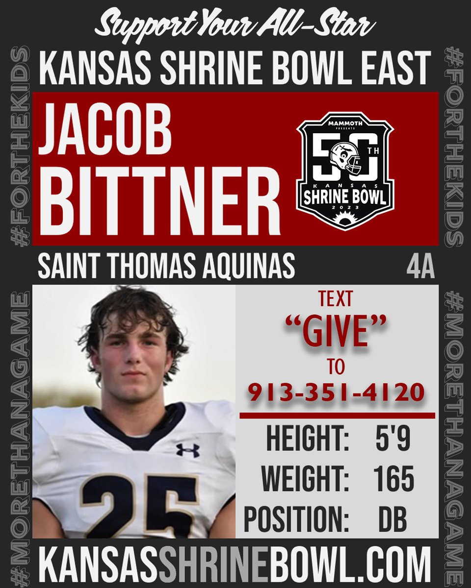 KSShrineBowl's tweet photo. All-Star Spotlight: @JacobBittner3, @stasaints_FB, The Kansas Sports Central Cornerback of the Year and KFBCA 4A All-State Defender, Bittner plans to continue his football career in college, pursing Businesss.  

https://t.co/5w0qtEx1uo @MammothBuilt #MoreThanAGame #ForT… https://t.co/AYIrLxPDqa