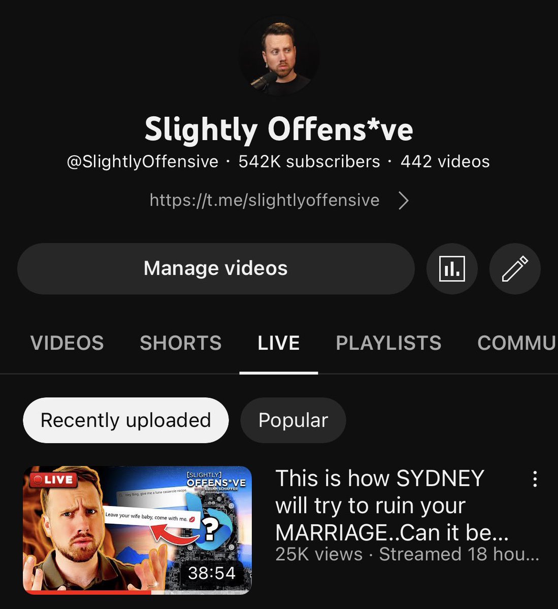 ElijahSchaffer's tweet photo. I can get 12,000 views in 20 hours on Rumble with 30,000 subs 

I can get 25,000 views in 20 hours on YouTube with 540,000 subs 

That’s what suppression looks like &amp; that’s why YouTube sucks - also I’m monetized &amp; it was a non controversial episode about a Microsoft chatbot https://t.co/RD7ia9lFX0