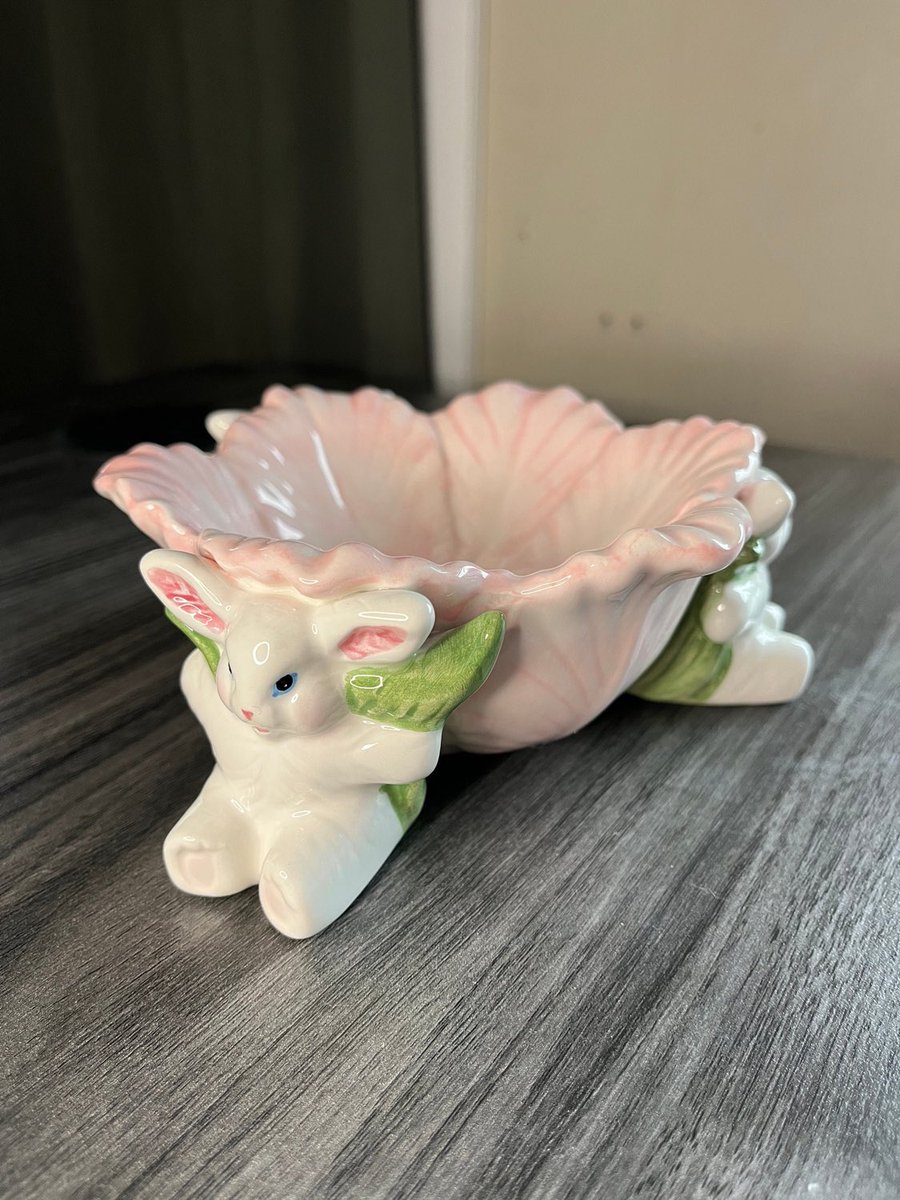 Excited to share this item from my #etsy shop: Rabbit & Pink #Flowerdish #CandyDish; Perfect for Easter #easter #easterbowl #easterdecor #easterdish #bunnydish #rabbitdish #pinkdish etsy.me/3KoTvol