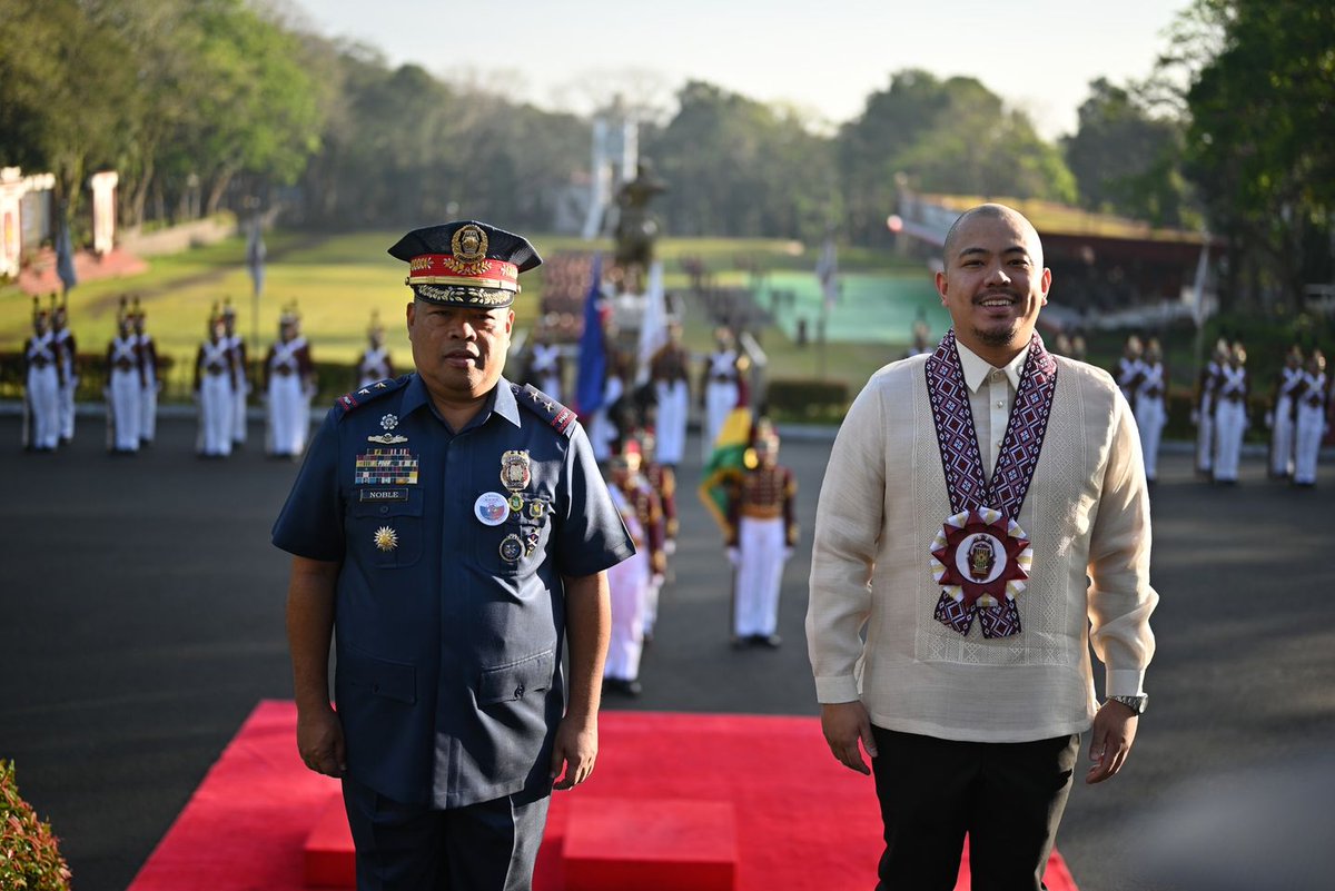 PNPAOfficial's tweet photo. The Philippine National Police Academy proudly graces the presence of Hon. Bryan Bautista Revilla, AGIMAT Party List Representative in the traditional Monday Flag-Raising Ceremony with PMGEN Eric E Noble, PNPA Director, at Camp General Mariano N. Castañeda, Silang, Cavite. https://t.co/qERS5orFmD