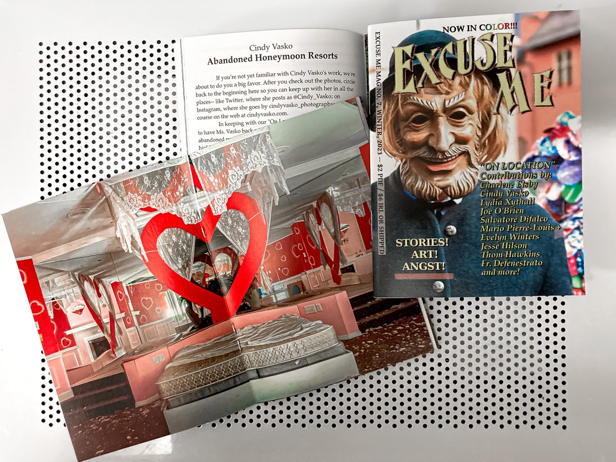Cindy Vasko Photography📀 (@cindy_vasko) on Twitter photo I've never been a centerfold, but look where the tackiest photo I ever shot landed! I just got my copies of the fab, fun Excuse Me Magazine, showcasing my Abandoned Honeymoon Resort images/notes. Thanks <a href="/MagExcuse/">Excuse Me Mag</a> for the feature & the centerfold 🥳- love isn't dead after all.❤️ I've never been a centerfold, but look where the tackiest photo I ever shot landed! I just got my copies of the fab, fun Excuse Me Magazine, showcasing my Abandoned Honeymoon Resort images/notes. Thanks <a href="/MagExcuse/">Excuse Me Mag</a> for the feature & the centerfold 🥳- love isn't dead after all.❤️