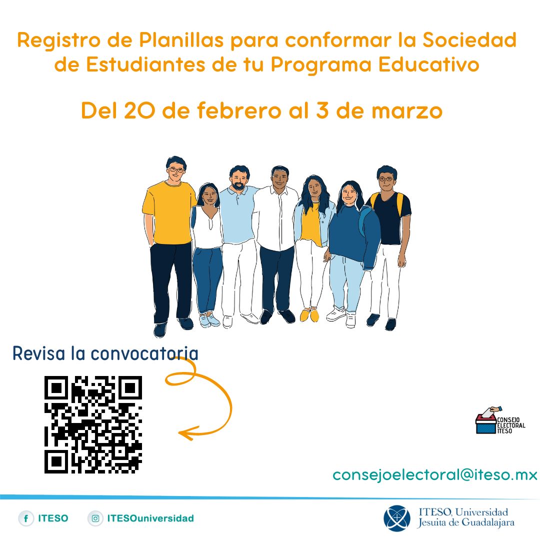 EleccionesITESO's tweet photo. ¡Iniciamos nuevamente otro periodo electoral!
Les compartimos la información para el registro de Sociedades de Estudiantes para el periodo de Primavera 2023 https://t.co/uagYYbulJW
