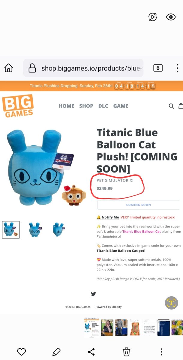 ThePuterLady's tweet photo. @BuildIntoGames @Roblox @prest4n
BIG Games, Roblox, and ESPECIALLY Preston
WHY is it even option to sell a $250 plushie!?!?!?! (bargain price $200 on Sunday). WHAT?

You should be ashamed that you are marketing WORTHLESS items to kids and adults (like beanie babies)

Shame on you https://t.co/OoKabU8Iot