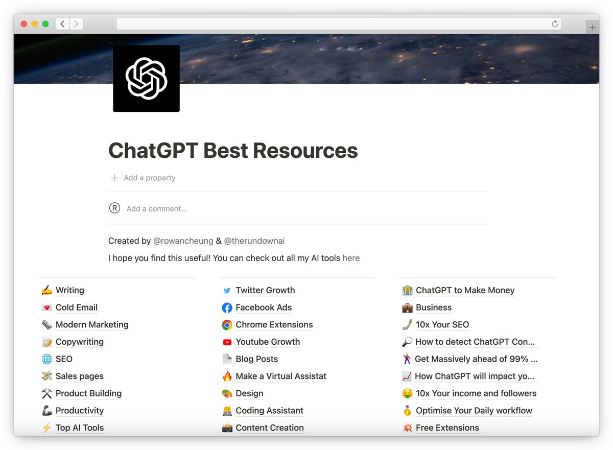 99% of people aren't maximizing ChatGPT.

We organized ALL of the best resources to make money using ChatGPT into one page.

Take advantage of this life-changing opportunity with AI.

Free for 48 hrs.
Follow, Like, Retweet, Comment ‘ai’

&amp; We’ll DM it to you, for free.