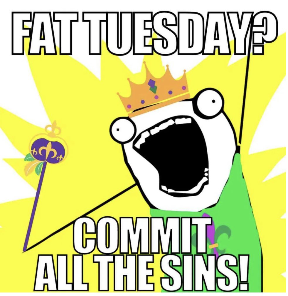 KayeKoonce's tweet photo. Dang! Got my dates mixed up & planned a #FatTuesday dinner party tomorrow night. Therefore this year weโre having #FatWednesday in 2023! Adding a day at the end of Lent works, right? https://t.co/55oLA5dGzM