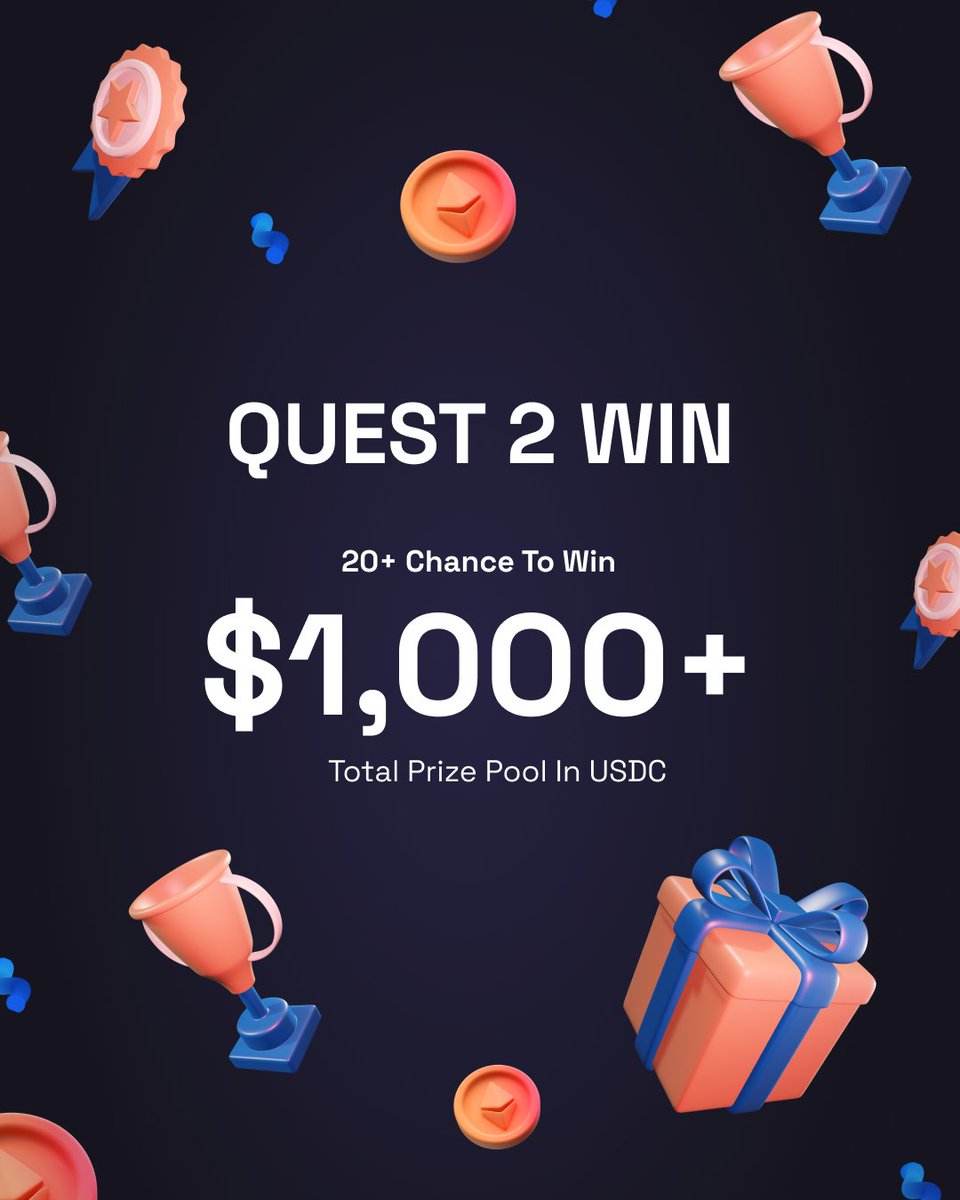 zerodrop_io's tweet photo. 🚨 20+ Chances To Win 💸 $1,000+ Prize Pool USDC 

Start Questing 👉 https://t.co/TMW9SR6Nbo

How To Win: 
🔹Completing Quests increases your chance of Winning!
🔹So... complete as many Quests as Possible!!!

#NFT  #Giveaway  #Web3Games #NFTCommmunity https://t.co/oD9pADNcuW