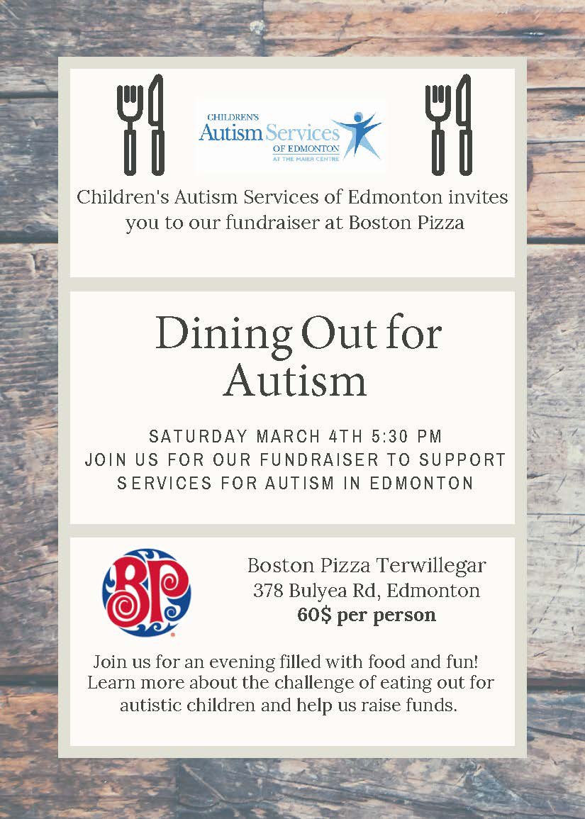 childrensautism's tweet photo. Join us on Saturday, March 4th for our fundraiser Dining Out for Autism. Get ready for an evening filled with food and fun! Bring your appetite and bidding skills for our silent auction. Get your tickets now here: https://t.co/fgybrhW5hE https://t.co/1xH7KtkXFg