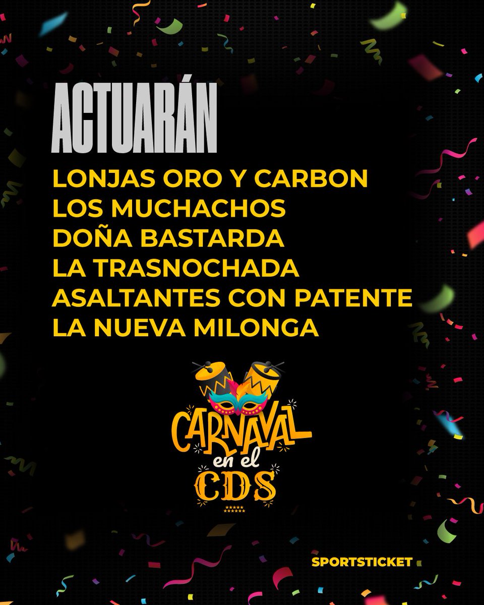 OficialCAP's tweet photo. 🪘 ¡𝘾𝘼𝙍𝙉𝘼𝙑𝘼𝙇 𝙀𝙉 𝙀𝙇 𝘾𝘿𝙎! 🎭  

¿Ya tenés tu entrada para el domingo 26 de febrero?
Si aún no, comprala aquí: https://t.co/WMLfYwHm6x https://t.co/OMRohszNRB