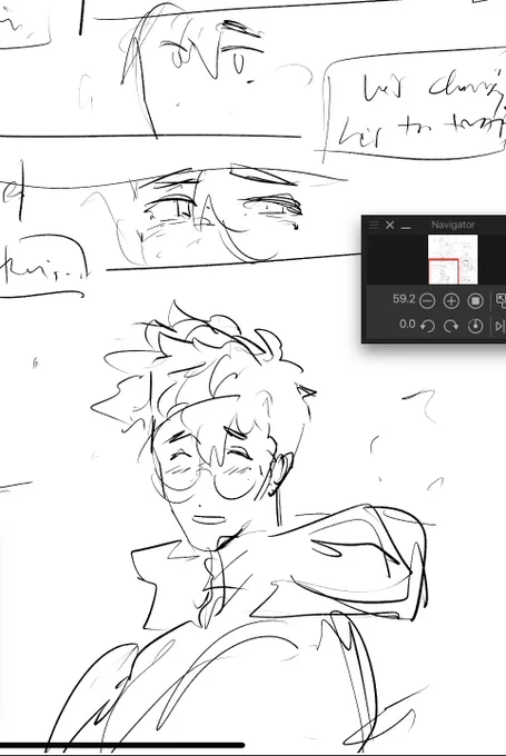 sketching a tristamp comic and he 🌻 