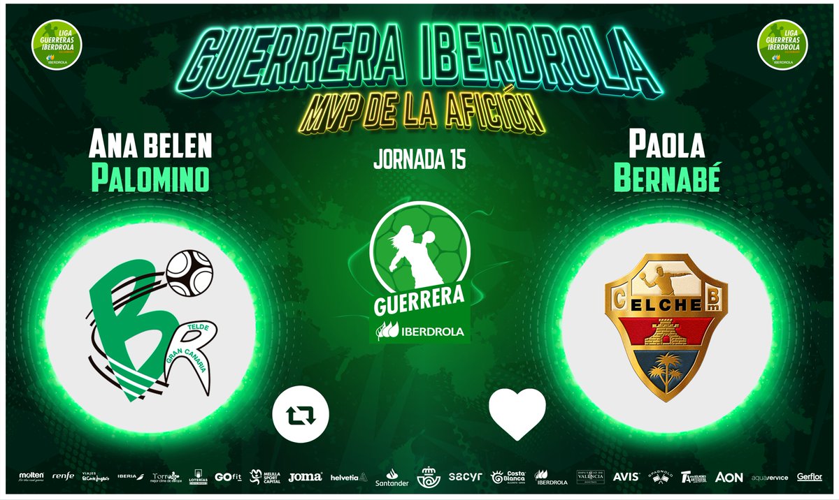 IberdrolaDHF's tweet photo. ⭐️#GuerreraIberdrola - Jornada 15
  
🆚 @BMRemudas : @cbm_elche 

♻️ RT: @anabelenpd 
 
❤️ Me gusta: @paolabernabe5 https://t.co/zt4fHzf3Lj