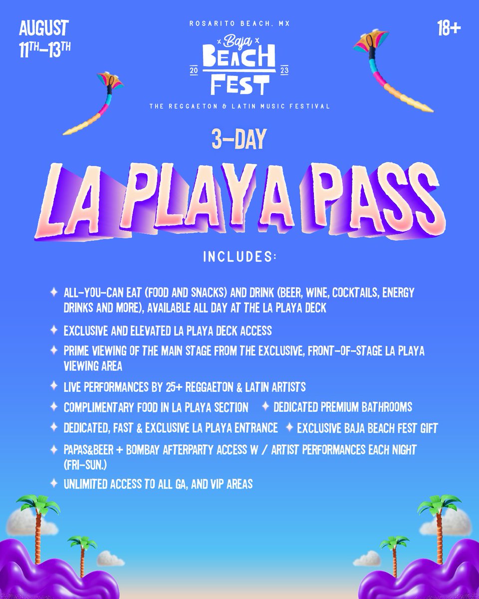 New Year, New Pass Types✨

Which Pass type do you have your eyes on? 💭

🔊PRESALE opens in 1 WEEK.
To register for Presale: bajabeachfest.com 💦