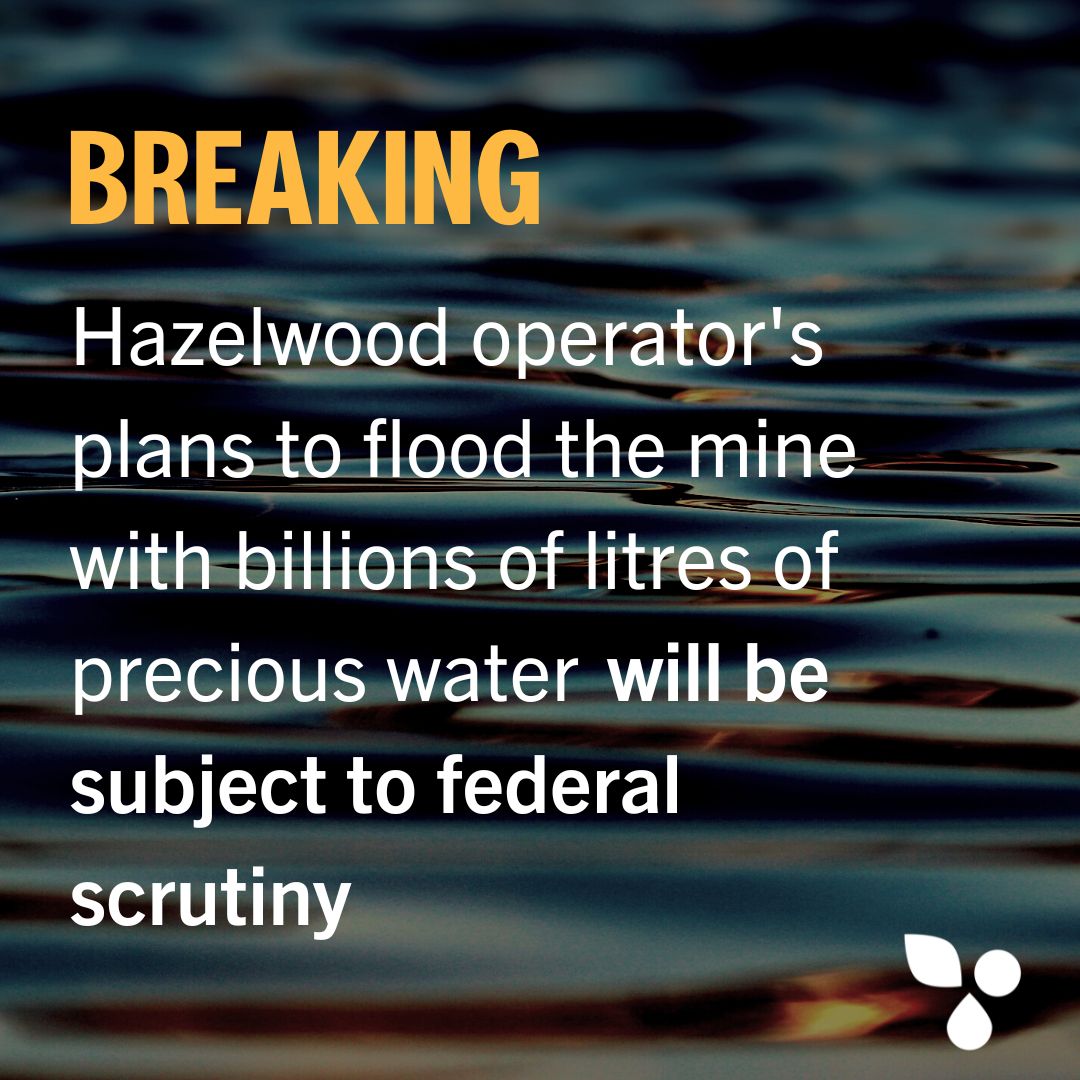 #BREAKING: The federal government has accepted our calls on behalf of <a href="/EnviroVic/">Environment Victoria</a> and <a href="/FLOWLatrobe/">Friends of Latrobe Water</a> for federal scrutiny of Engie’s plans to flood the Hazelwood coal mine. 
#gippsnews