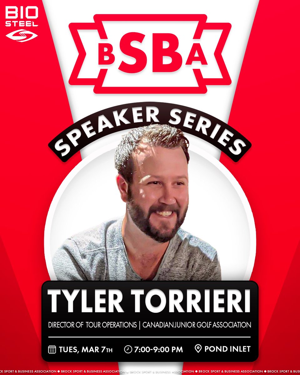 BrockSportBiz's tweet photo. 🚨Speaker Announcement🚨 

Tyler Torrieri will be joining us for day 1 of the Brock SBA 7th Annual Networking Forum. 

Tyler is currently the Director of Tour Operations for the Canadian Junior Golf Association.

Get your tickets here. 

https://t.co/hXQF4DwkAF… https://t.co/w1gaJtAHIy