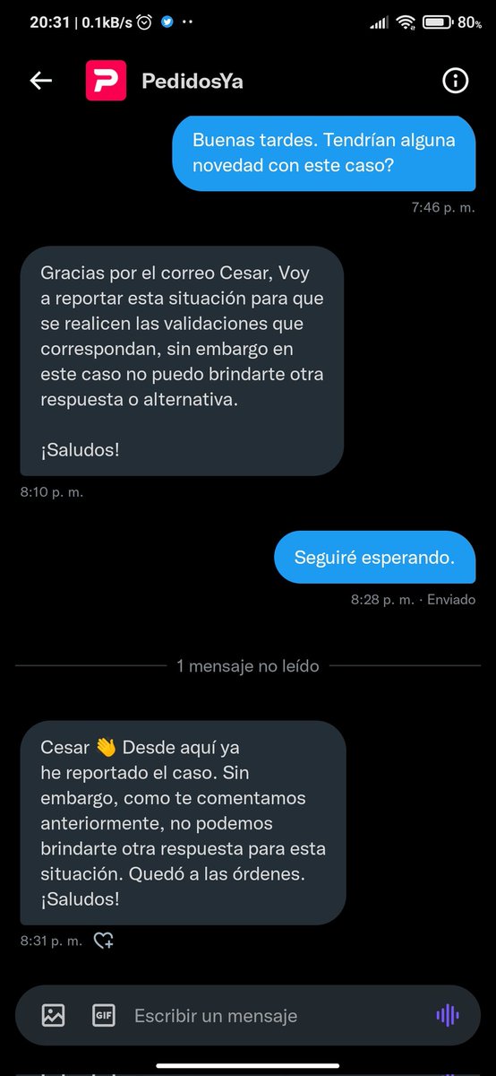 Cesar_S_Q's tweet photo. @pedidosya Seguiré exponiendo la situación hasta tener solución. Todo será registrado para la denuncia correspondiente d eno obtenerla. Si debo iniciar acciones legales, lo haré. Se me causó un daño y debo ser compensado, lo tengo muy claro. https://t.co/VvAE9IW6kq