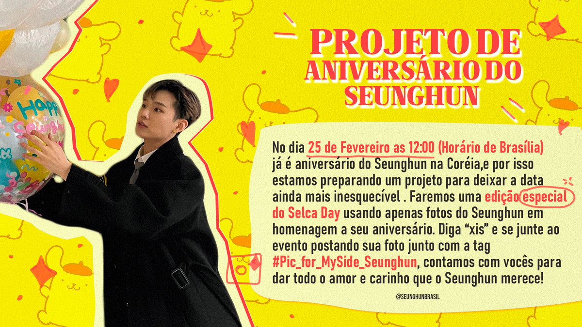 SeunghunBrasil's tweet photo. — Projeto para o aniversário do Seunghun 🐶💛

No dia 25, vamos fazer uma edição especial do Selca Day usando fotos do Seunghun! Contamos com sua participação FIX~!

🗓 25/02 as 12:00 (BRT)
#️⃣ (Não usar antes do dia) #/Pic_for_MySide_Seunghun

#CIX #김승훈 #SEUNGHUN #승훈 https://t.co/i9CUY0KXyB