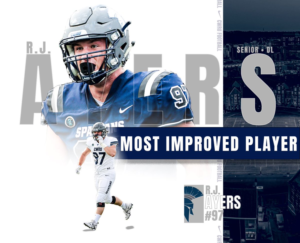 CWRUFootball's tweet photo. Congratulations to our defensive position group team MVPs and award-winners for the 2022 season!

Kaden Tong: Defensive Line MVP

Marco Toth: Linebacker MVP

D.J. Wolf: Defensive Back MVP

R.J. Ayers: Most Improved Player

#RollSpartans #BlueCWRU https://t.co/5k8bnprhJD