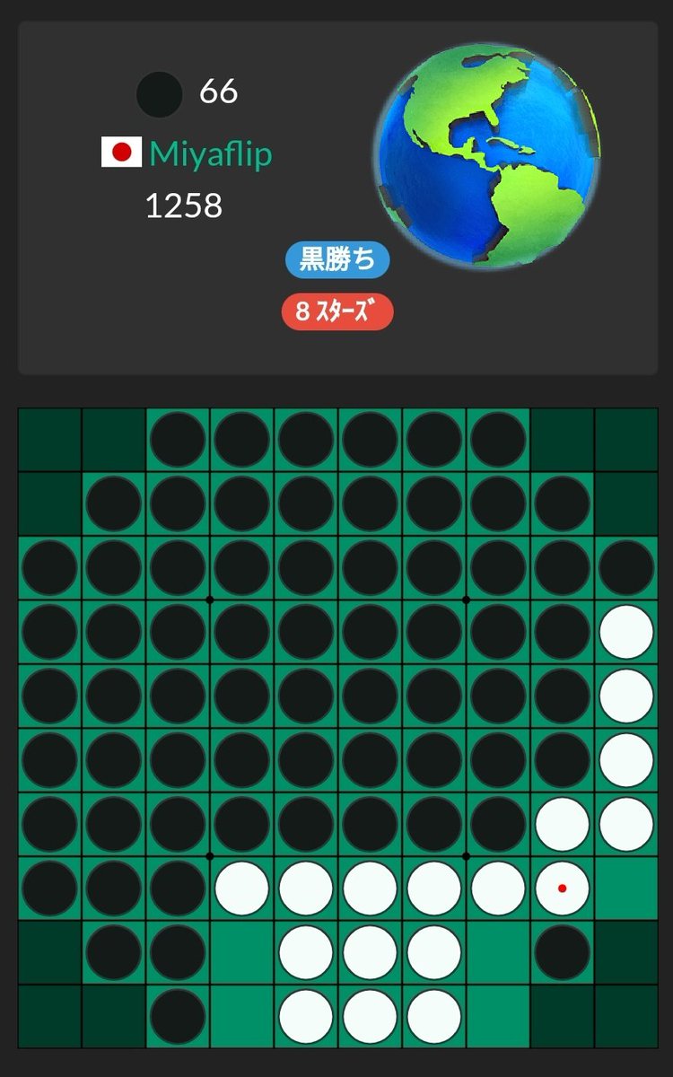 Miyaflip's tweet photo. エイトで全消しとか恐らく二度と出来ないと思う…
#eOthello https://t.co/4Ly0cAaQGd