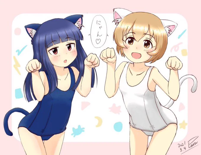 #猫の日

と、いう事で自分の猫絵投下!

#古賀小春
#佐城雪美 
#成宮由愛 