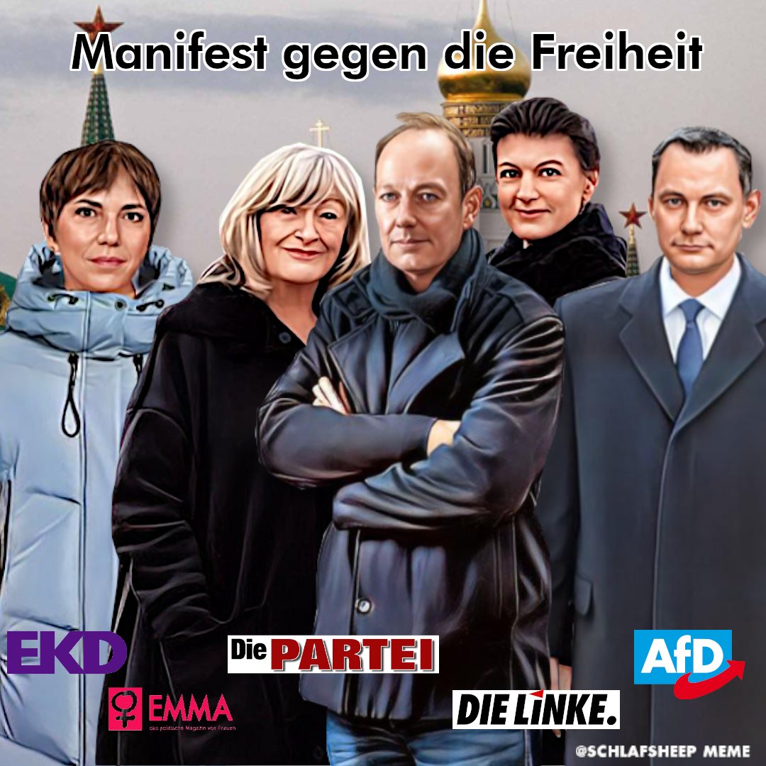 a_koch_1's tweet photo. Die Feinde der #Freiheit und #Demokratie... #Manifest gegen die Freiheit! #kaessmann  #Schwarzer #Chrupalla  #Sonneborn #Wagenknecht . #Afd #Linke #DiePartei  und co, Putinfreunde unter sich? Ihr widert mich an! Zieht doch nach Moskau, wenn ihr unter Putin leben wollt! https://t.co/tjQRrWN6IY
