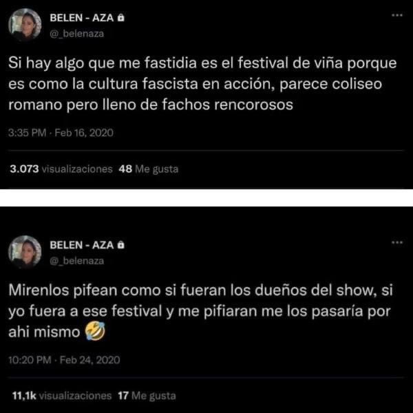 Belenaza cosechó lo que sembró, generó odio en el país entre las clases sociales y hoy la terminan pifiando.

#FestivalDeVina 
#fomeeee 
#pifias
#toto