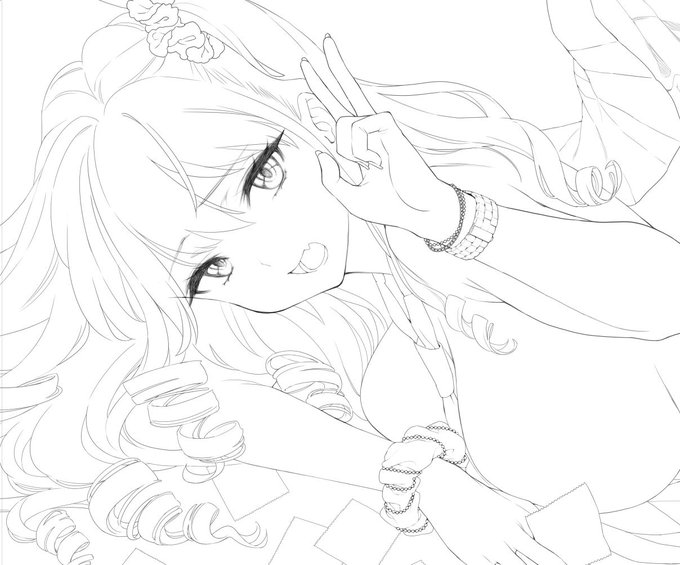 誰が色塗るねん…みたいな線画ができてしまった🫠 