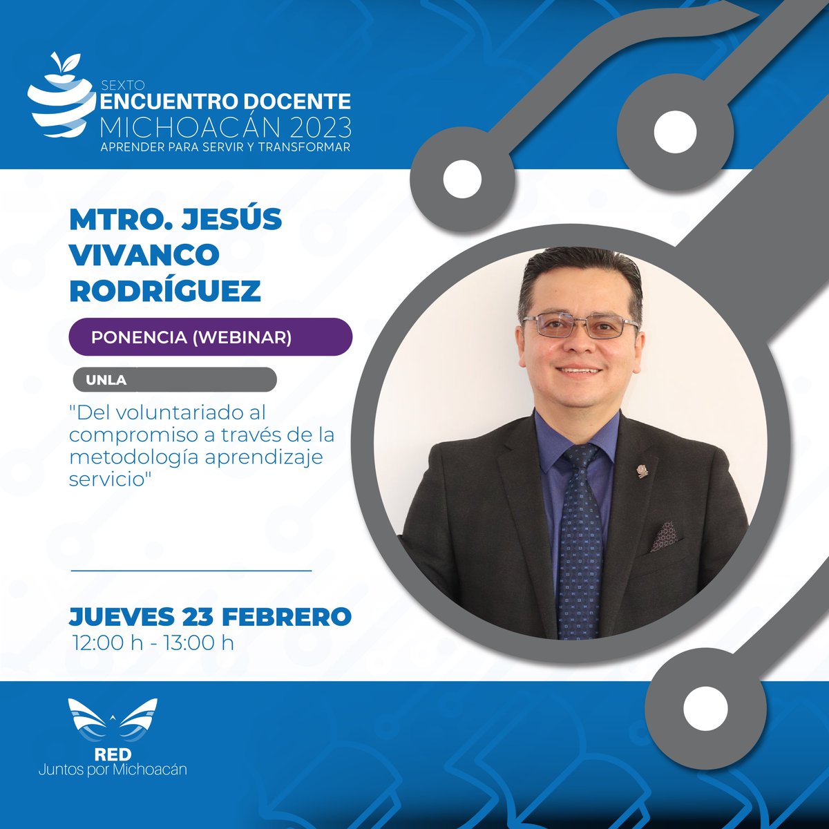 Conoce #sextoencuentrodocente
Ingeniero Químico, con Maestría en Ingeniería con Especialidad en Planeación.
Sus intereses académicos actuales giran alrededor del emprendimiento y desarrollo de nuevas empresas, la dinámica de sistemas complejos y los estudios del futuro.