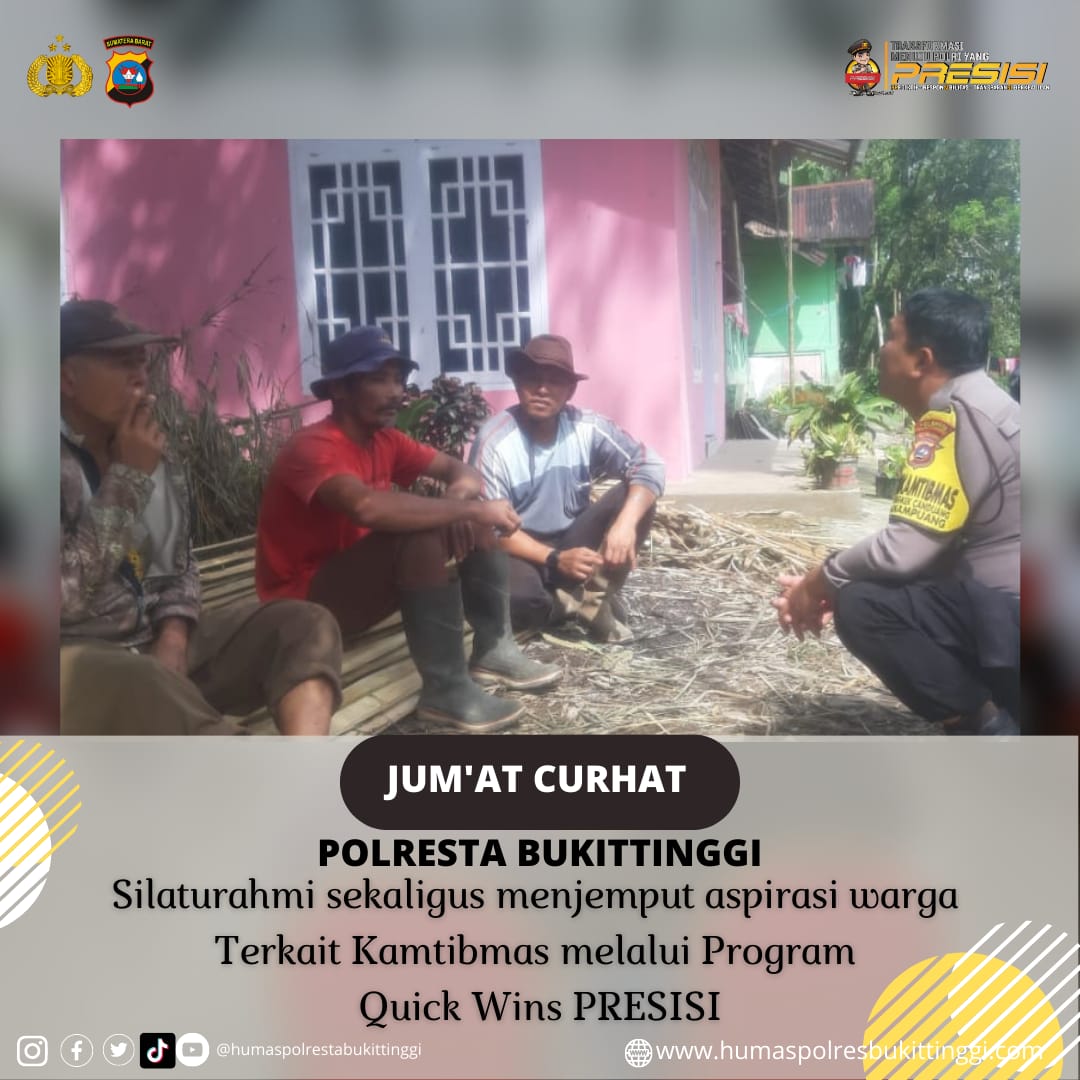 BKTM_PPK's tweet photo. Tiada Hari Tanpa Silaturahmi - Menjemput aspirasi warga terkait Kamtibmas Melalui Program Quick Wins PRESISI Jum'at Curhat Polresta Bukittinggi

#polrestabukittinggi 
#jumatcurhat 
#poldasumbar 
#divisihumaspolri 
#quickwinspresisi https://t.co/V1hev3bJSG