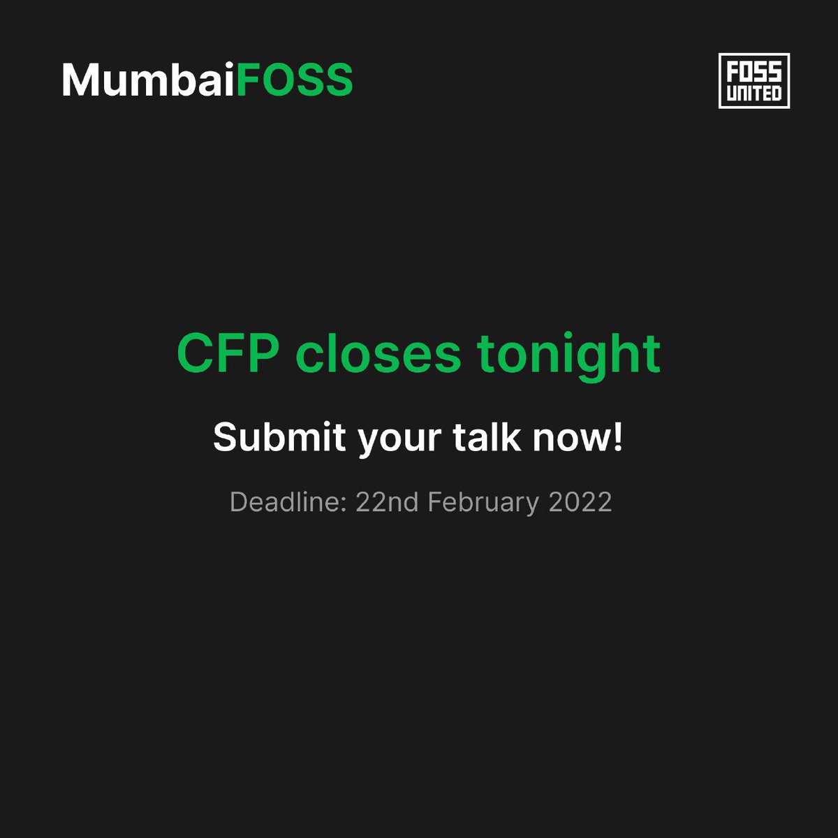 MumbaiFOSS's tweet image. CFP closes TONIGHT!!!
Send your talk proposals before the deadline at indiafoss.net/mumbai/2023
#opensource #fossee #indiafoss #MumbaiFOSS