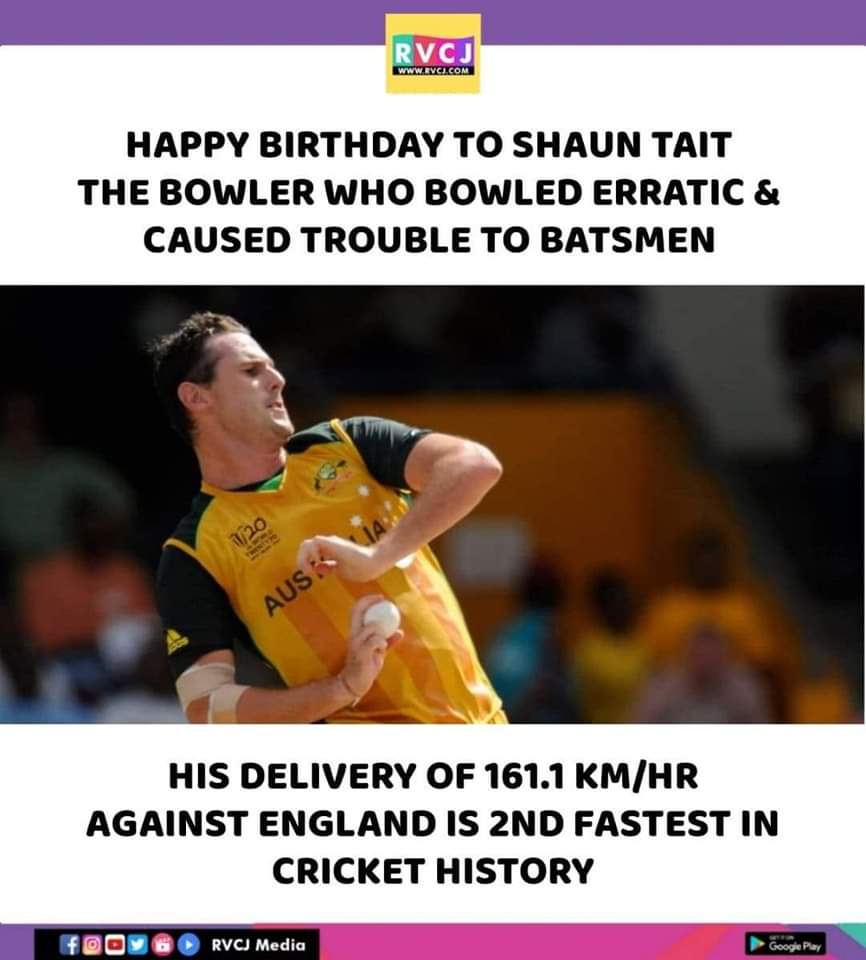 Happy Birthday Shaun Tait!

#HappyBirthday #ShaunTait #Cricket