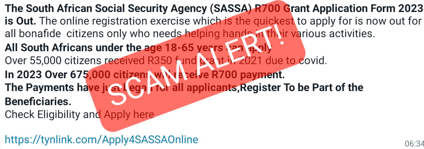 SASSA on X: &ldquo;Please be aware of the below fake news. SASSA does 