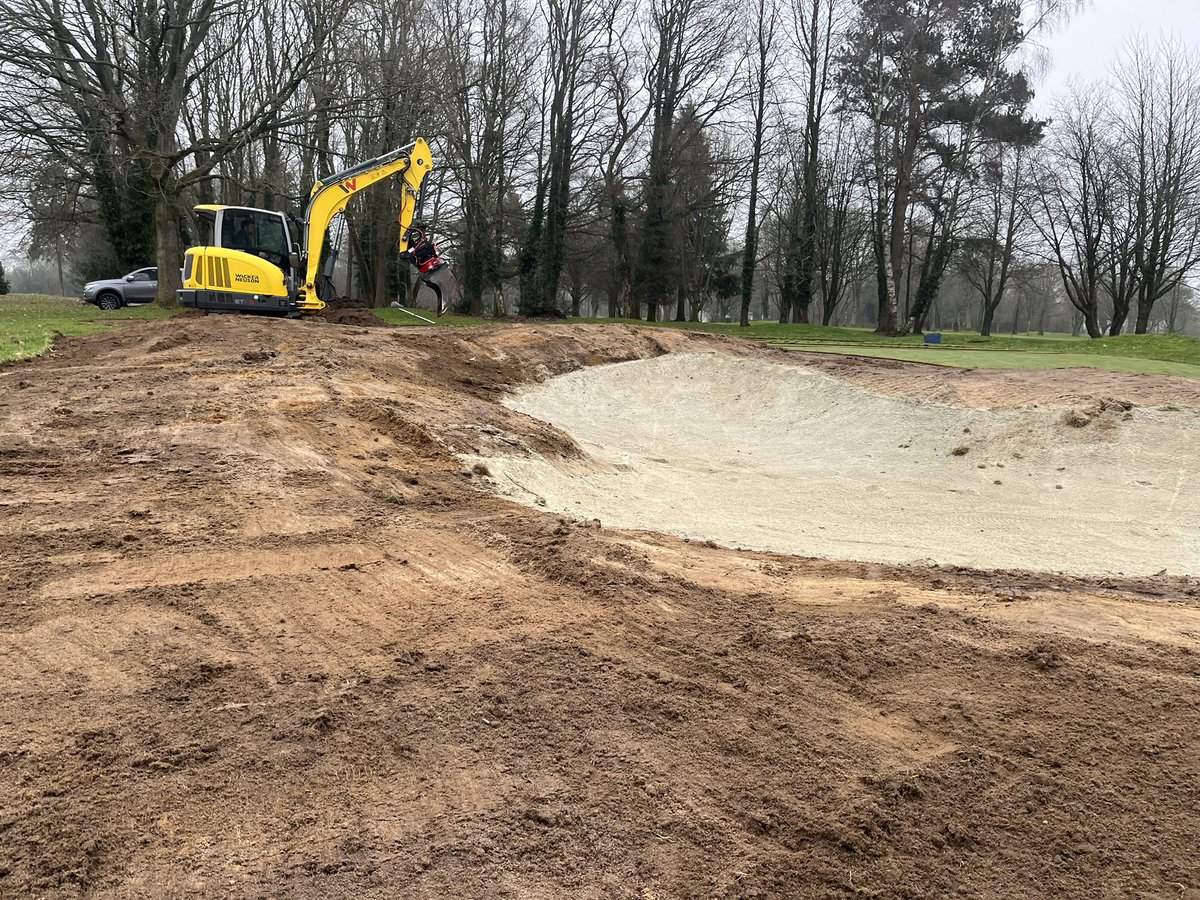 Work started today with <a href="/mckiegroup/">Mckiegroup</a> doing some reshaping to the left of the 3rd green as well as adding drainage to the top tier