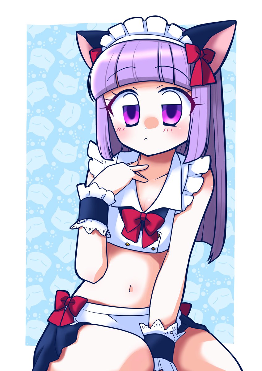スミレ「猫の日なんで、にゃんにゃんスミレちゃん置いておきますね 」|🌙ムツキ🍧かきごおりちゃんのイラスト