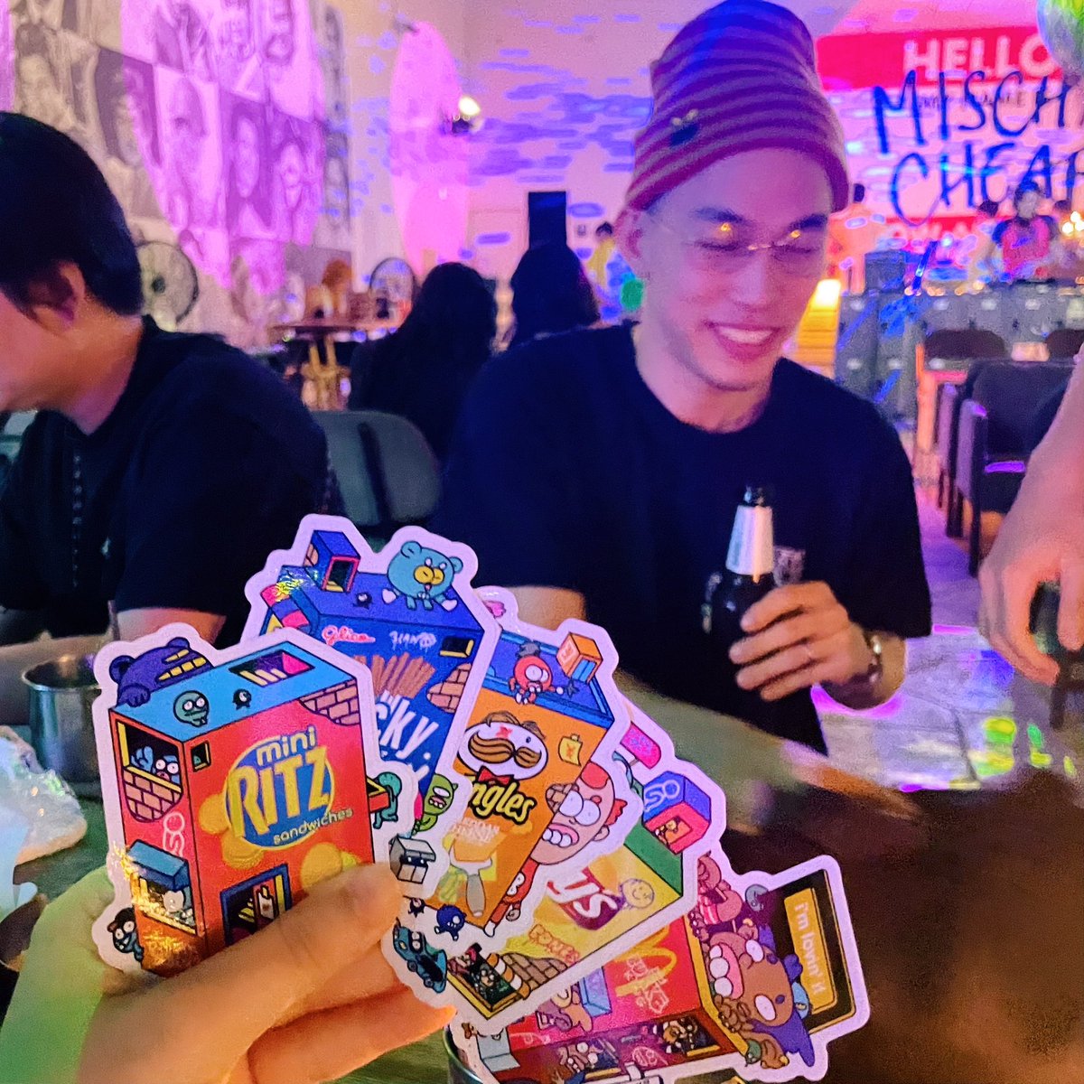 ART CLUB with <a href="/3landboy/">3landboy</a> and @NFTStubby ✨✨✨ last few nights 😆

Can’t wait to celebrating #3LAnniversaryBKK meet full team of  <a href="/3LandersNFT/">3Landers 👀</a> IRL today 👀💖

#DONTTALKABOUTARTCLUB  🤫