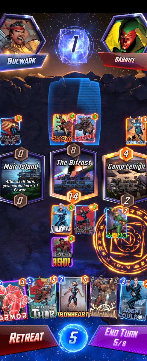 D_Manchild's tweet photo. @MARVELSNAP noticed an issue with Widows Bite and Lockjaw not functioning correctly. Game treated the WB as if it was not there, but still counted the power. https://t.co/gLjtjvAIGt