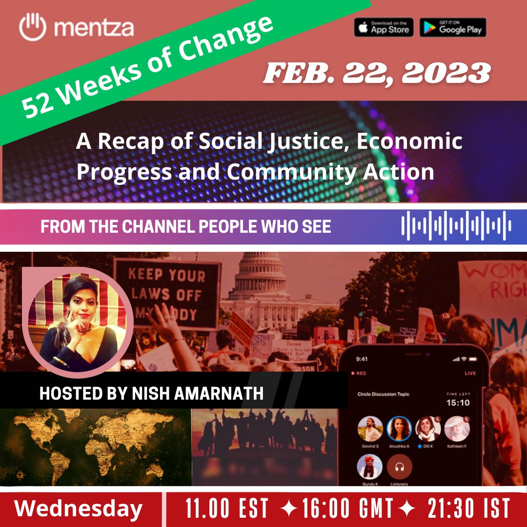 My upcoming @MentzaCircles #podcast show will look at how much progress the world has made on all that we've covered in the past 13 months. Join us on this #Recap and our celebration of Episode 53 on the channel, PEOPLE WHO SEE: on.mentza.com/circles/54543 #community #AI #people