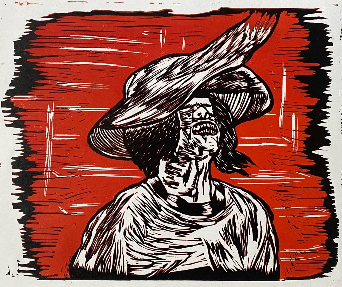 DuckSoups's tweet photo. Keep it extra strange, fun, and sinful today. Happy Mardi Gras #printmaking #printmaker #linoprint #lino #art #nope #reduction https://t.co/TJxDoEfjdd