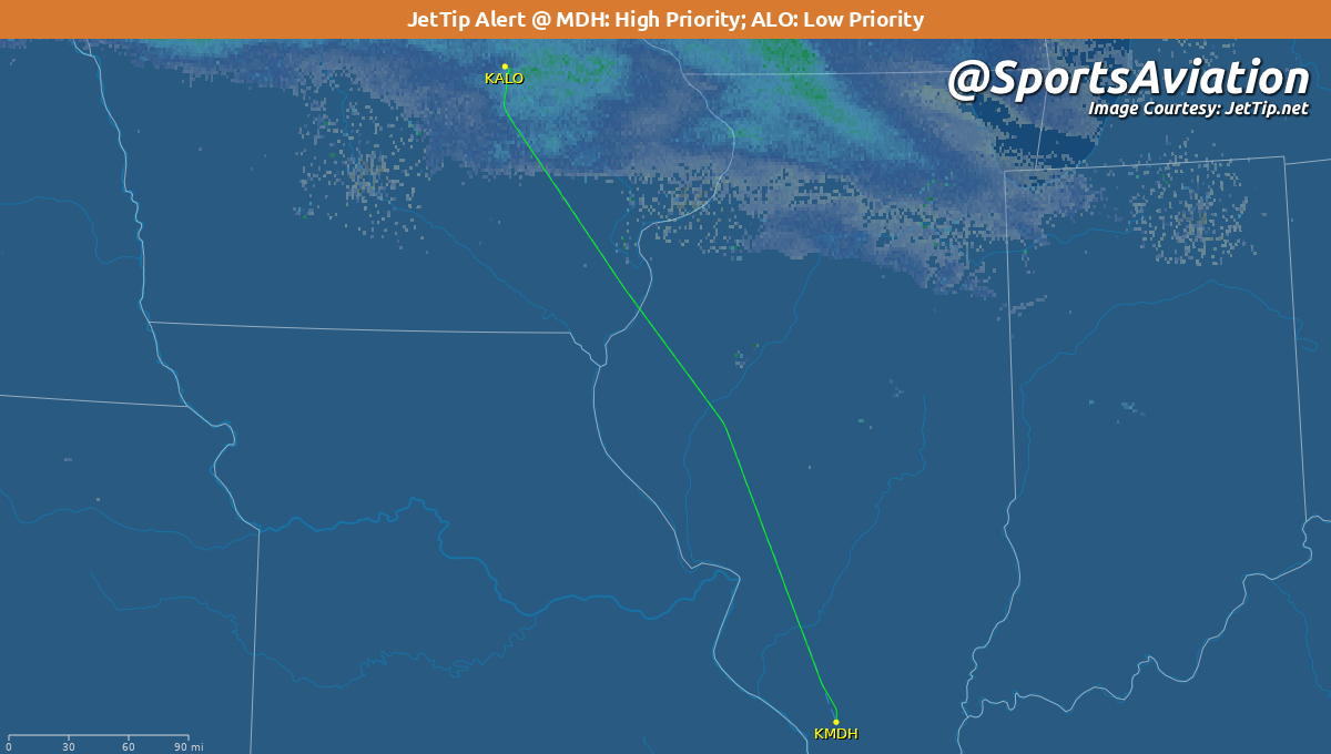 SportsAviation's tweet photo. 🏀 Northern Iowa Panthers (@UNImbb) #UNIPride
🆚 Southern Illinois #Salukis #MVCHoops
‼️ Rare @JetTipNet arrival alert
✈️ N680PA | FRG324 | SB20
🛫 ALO - 3:52 pm CT
🛬 MDH - 4:51 pm CT
📡 Tracking: https://t.co/7YdwqAXTju https://t.co/q82EeXM3RJ