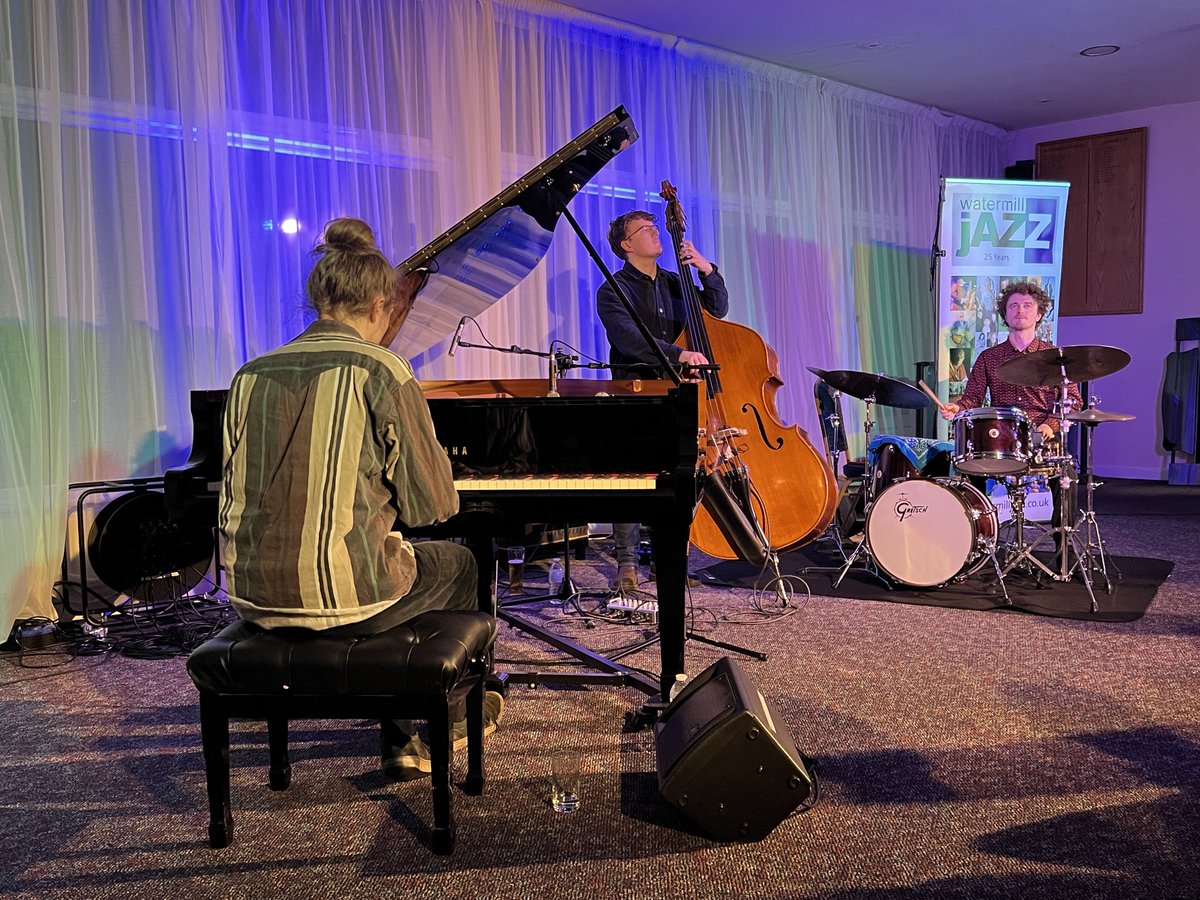RichesForAll's tweet photo. On Tuesday evening a full house ⁦@WatermillJazz⁩ in Dorking were blown away by driving, original music from the Trio of rapidly ascending piano star ⁦@fergusmccreadie⁩ with ⁦@dbowdenmusic⁩ on bass and Stephen Henderson on drums. Stunning, try to catch this tour. https://t.co/sqLcqY9zWB