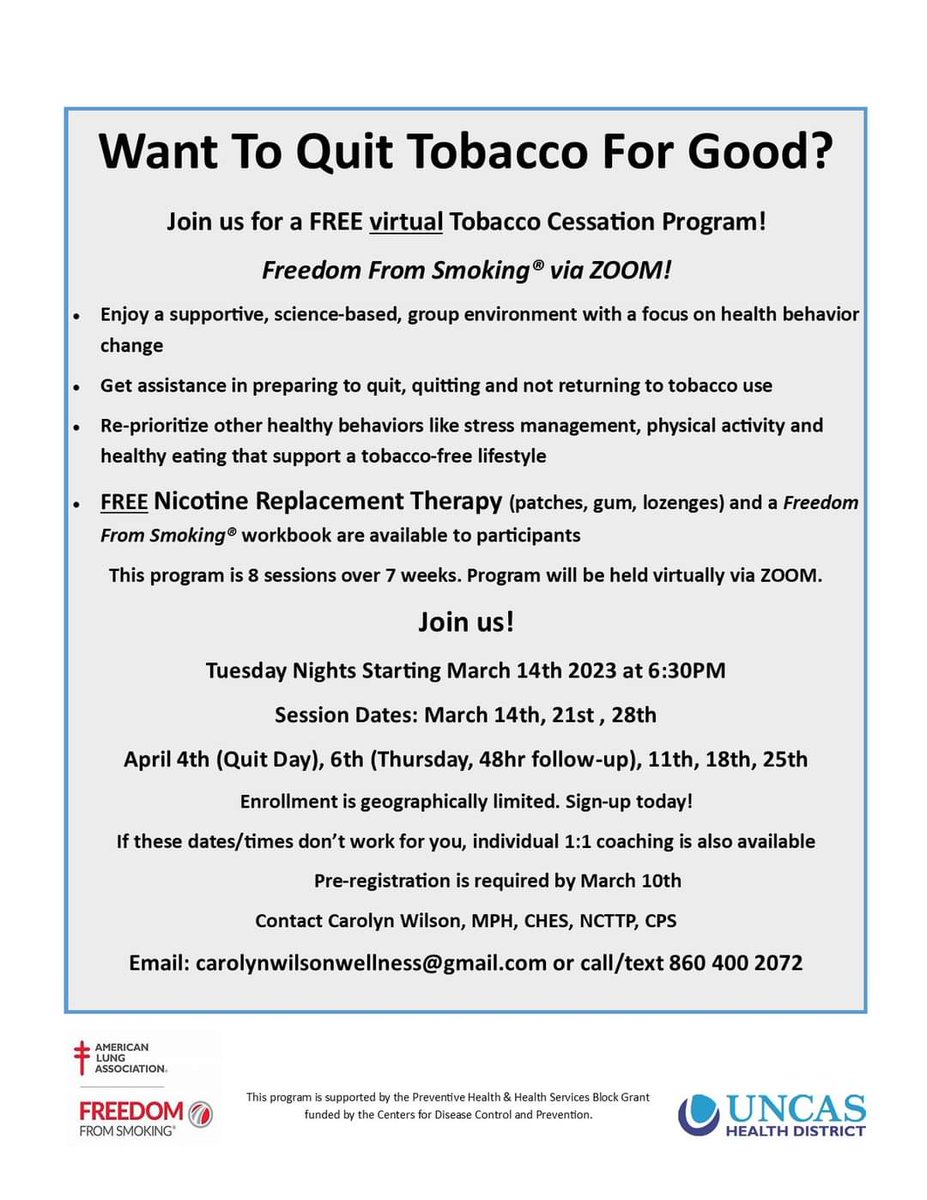 #quitsmoking #tobaccofree #connecticut #newlondoncounty #freeprogram
