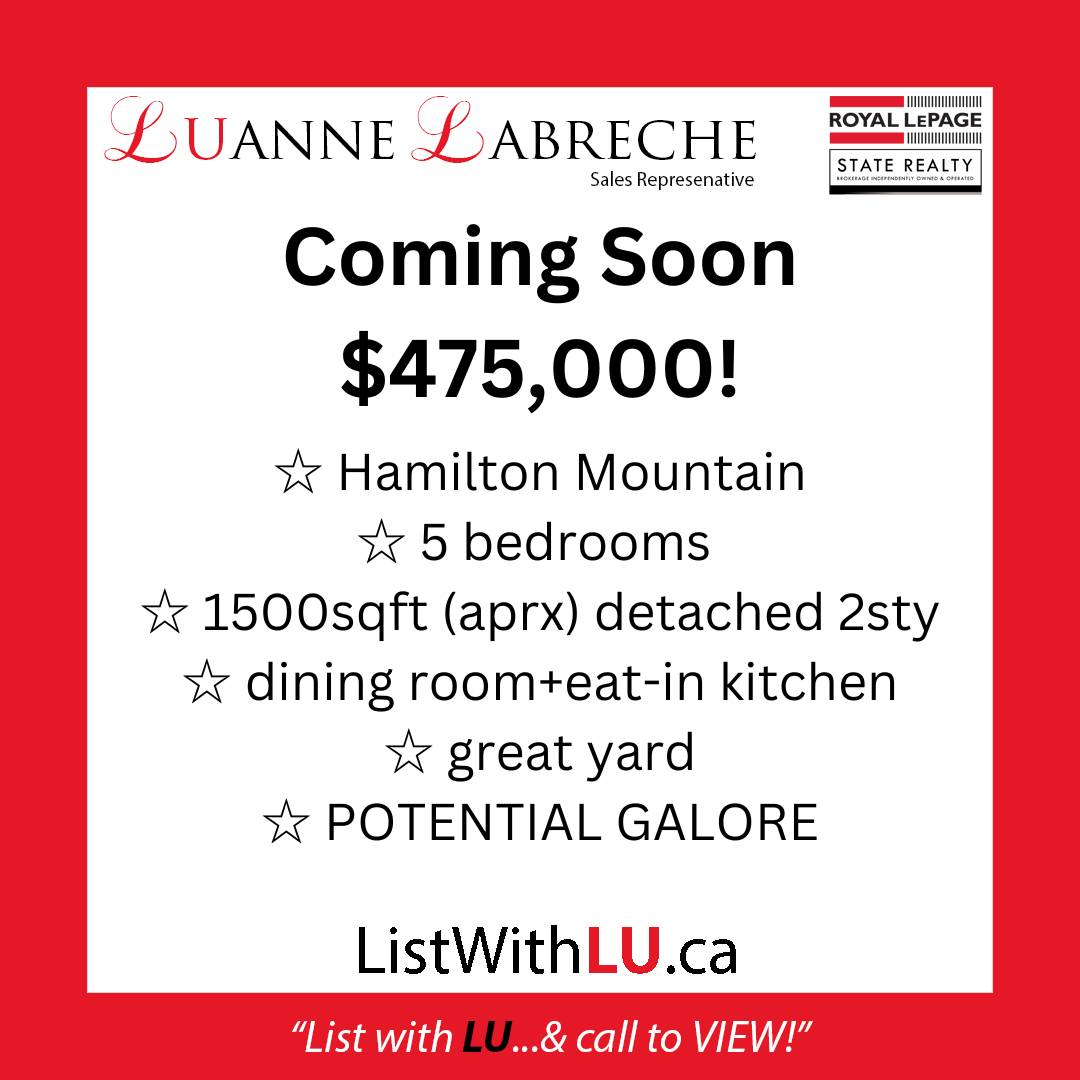 listwithLU's tweet image. LU helping YOU!
☎️ 905-574-4600⠀⠀⠀
🌐 listwithLU.ca
📧 lu@listwithlu.ca

#ComingSoon #HouseForSale #LUtoView #LUanneLabreche #sellingahouse #buyingahome #ReferralsWelcome #listwithLU #HamiltonMountain #HamiltonRealEstate #Hamilton #HamOnt #Renovators #Investors