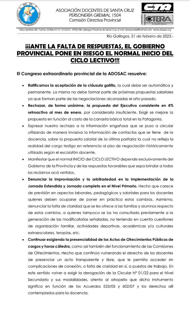 adosacP's tweet photo. #INFORMACIÓN #IMPORTANTE 

Compartimos las resoluciones de nuestro Congreso Provincial llevado a cabo el día de hoy: https://t.co/JzK3IOXH0t