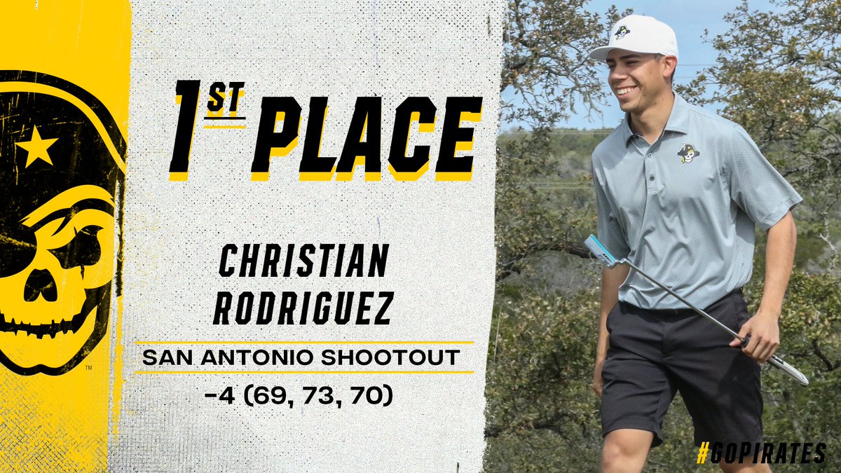 SUPirates's tweet photo. @SUPiratesGolf Southwestern Men's Golf is your San Antonio Shootout Champions! The Pirates led wire-to-wire in the tournament with a final team score of 887 🏆⛳️

Christian Rodriguez took home first place as an individual, firing rounds of 69, 73, and 70 👏 https://t.co/QEhOkFK6Ca