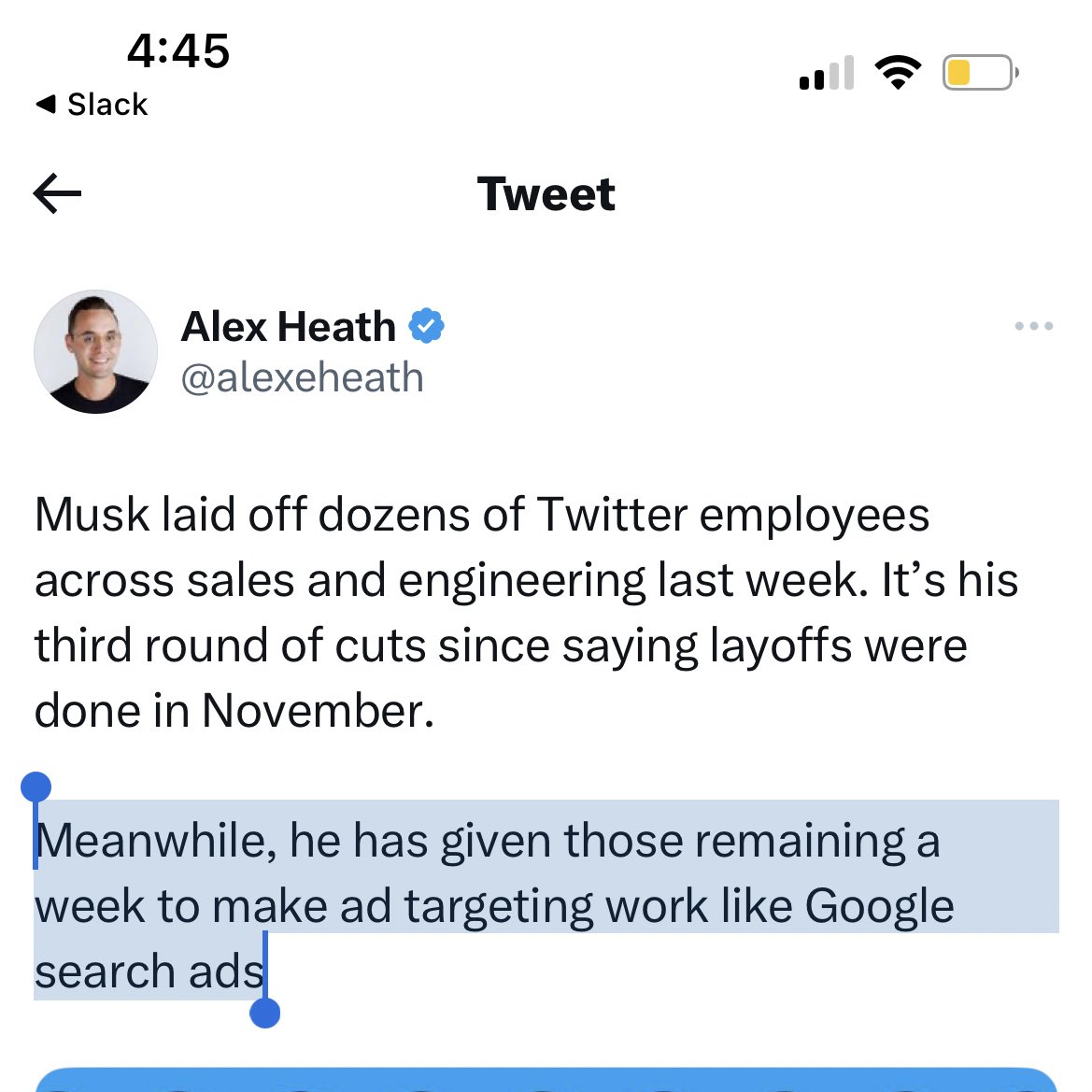 MikeIsaac's tweet photo. twitter has been attempting to build a direct response ads business for nearly its entire existence 

BUT they never had a one-week deadline to motivate them before….

https://t.co/2q8fYShdNW https://t.co/lKtTxwYagc